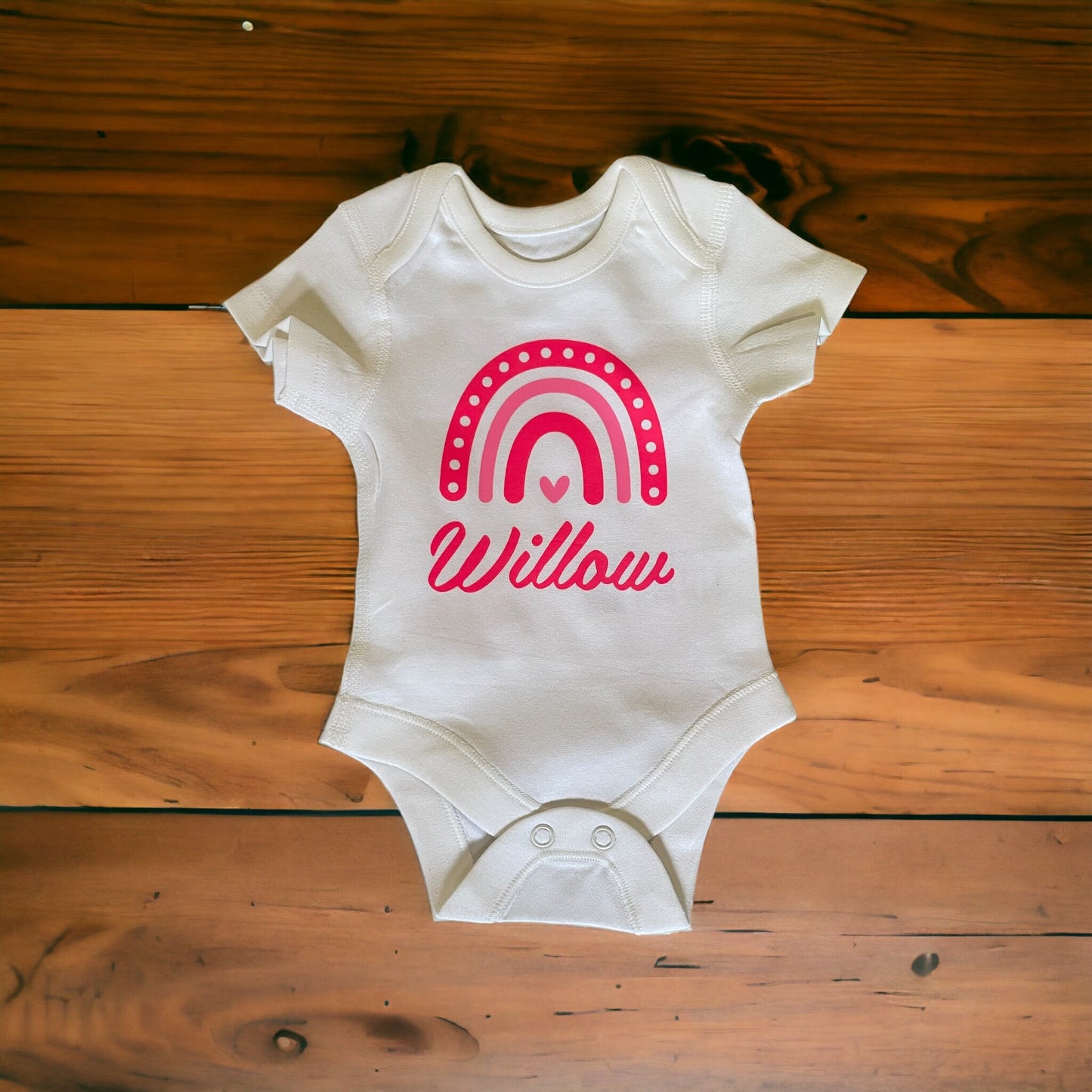 Newborn Personalised Baby Vest, Personalised Baby Vest with Rainbow