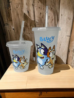 Bluey & Bingo Cold Cup, Starbucks Style, Cold Cup, Tumbler, cup with lid and straw