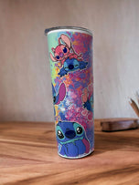 Stitch and Angel style stainless steel tumbler with straw