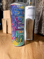 Stitch and Angel style stainless steel tumbler with straw