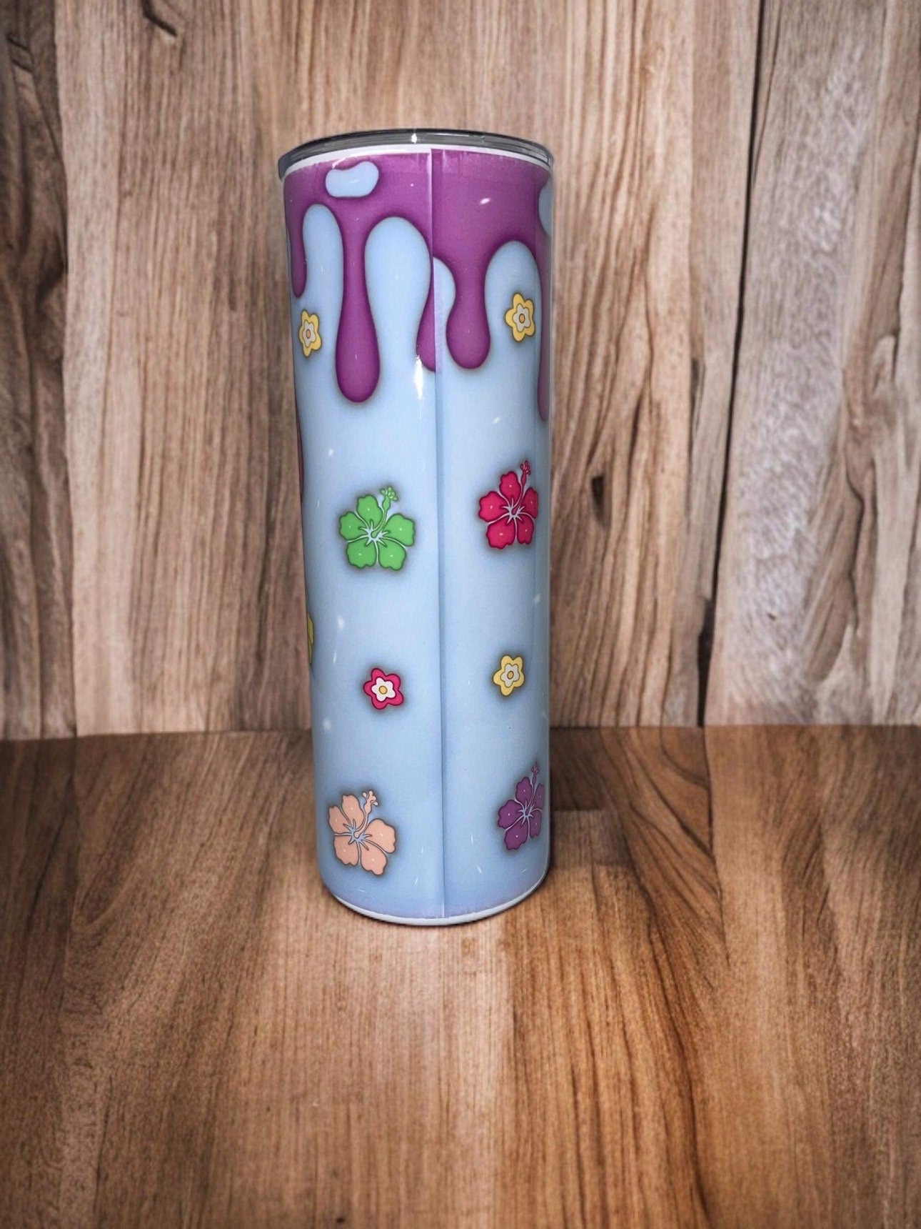 Stitch drip style stainless steel tumbler with straw