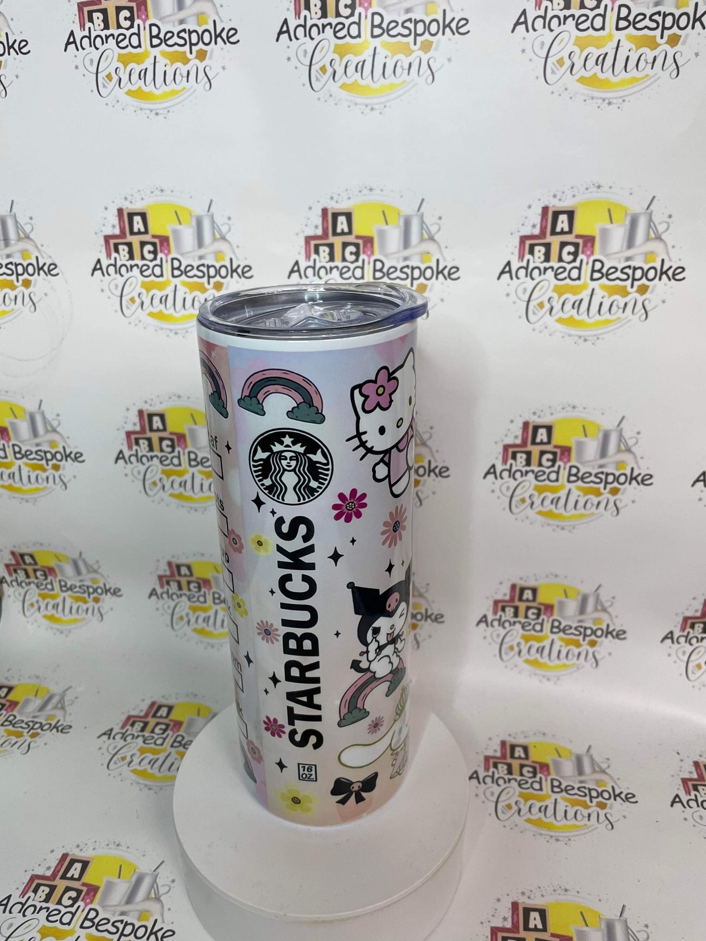 Hello kitty stainless Steele tumbler with lid and straw