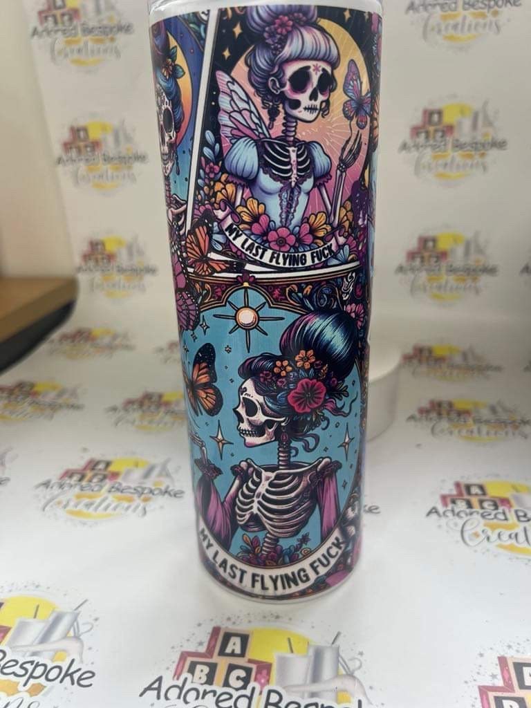 My last flying f**k skeleton stainless steel tumbler with lid and straw