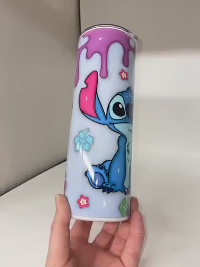 Stitch drip style stainless steel tumbler with straw