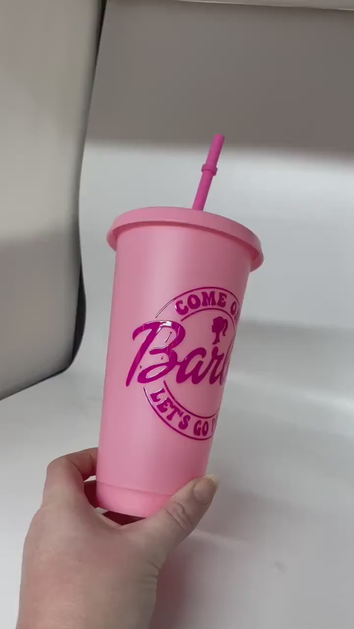 Barbie cold cup, Starbucks Style, Cold Cup, Tumbler, cup with lid and straw